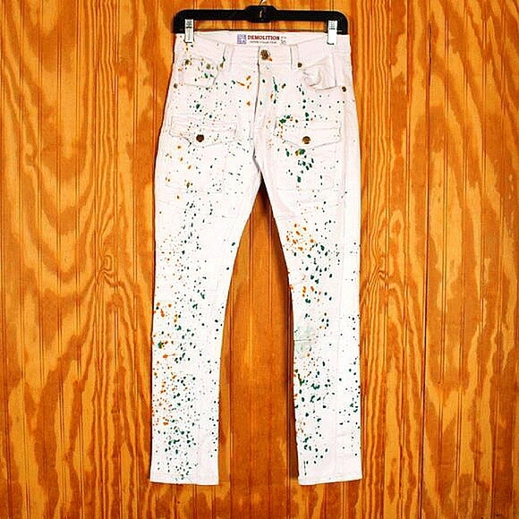 Demolition Paint Splatter Jeans - White - Size 36 - Picture 1 of 15